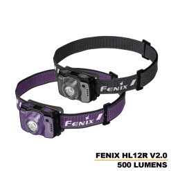 Fenix HL12R V2.0 USB-C Rechargeable LED Headlamp - 500 Lumens - Luminus SST20 - Uses Built-in 950mAh Li-ion Battery Pack - Gun Grey or Purple