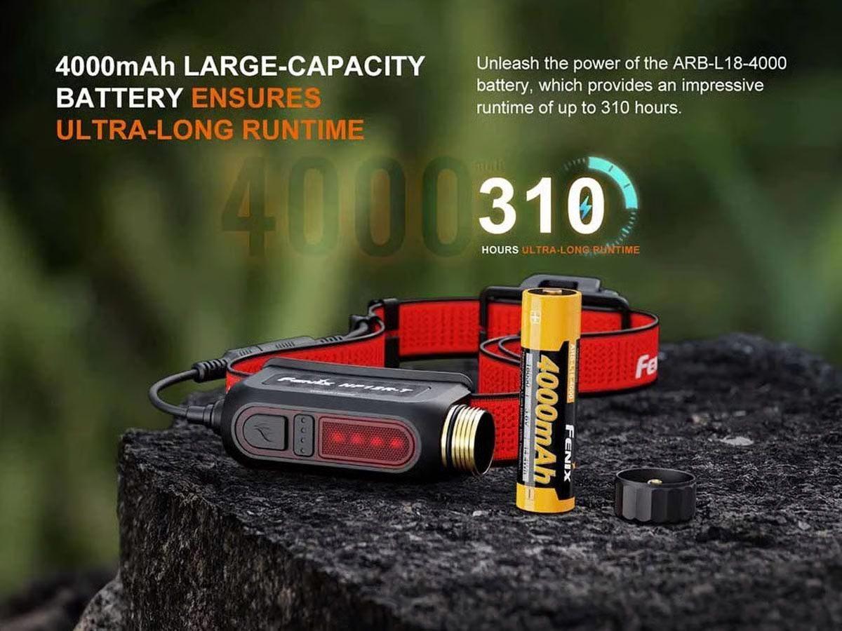 Fenix HP12R-T USB-C Rechargeable LED Headlamp - 1300 Lumens - 1 x Luminus SST25 and 1 x Luminus SST20 CRI80 - Includes 1 x 18650 - Black or Red - Image 9